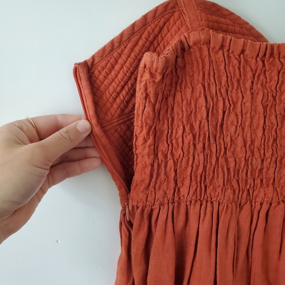 Voloshin Ruhi Linen Corset Stitched Dress - Cinnamon - Picture 13 of 16